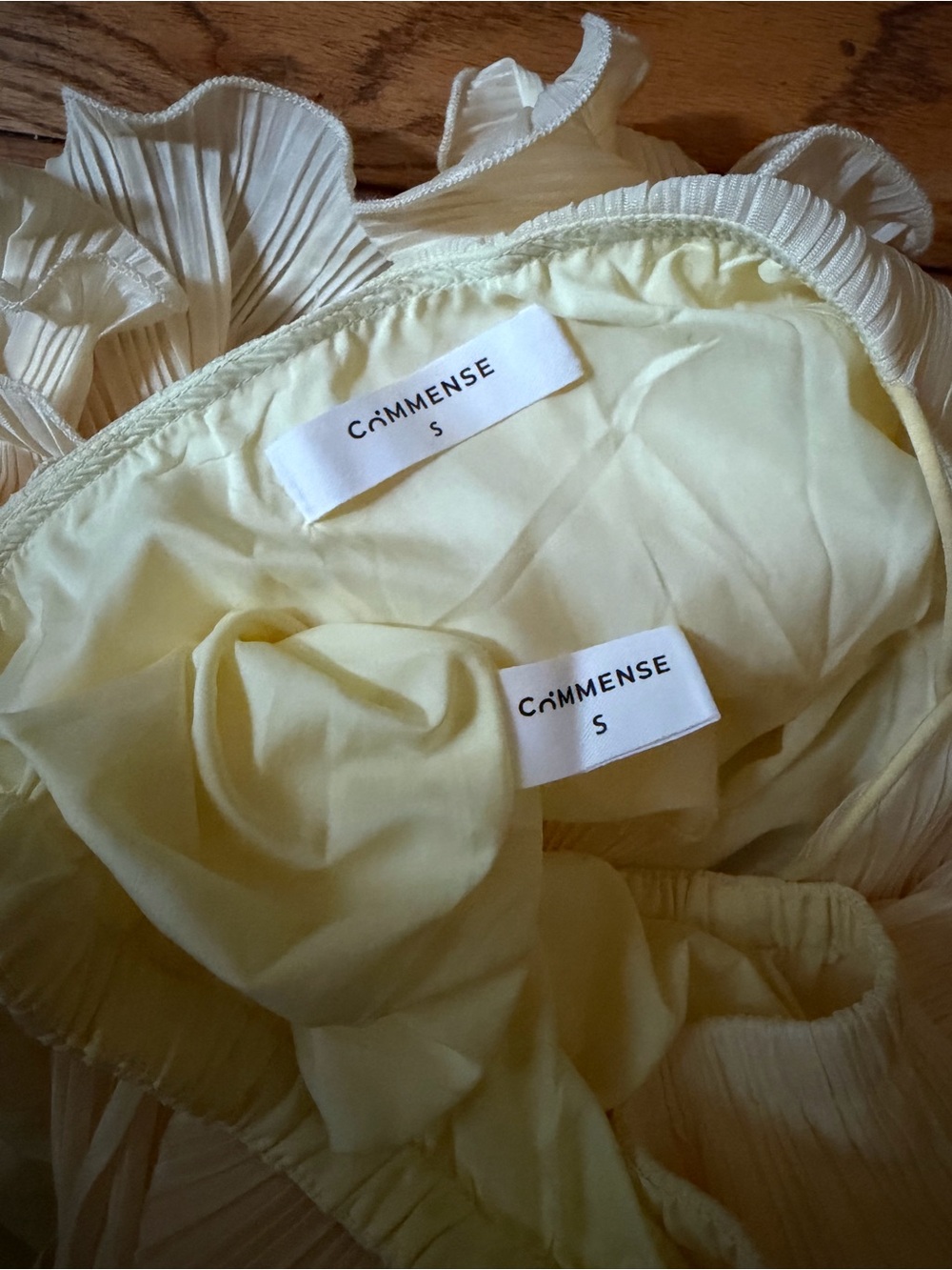 Commense Yellow Pleated Layered Ruffle Skirt Set - Picture 4 of 5